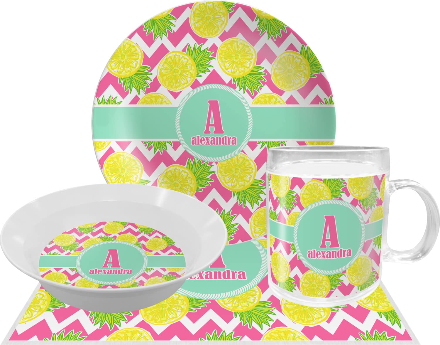 Personalized Pineapples Melamine Bowl - 12 oz