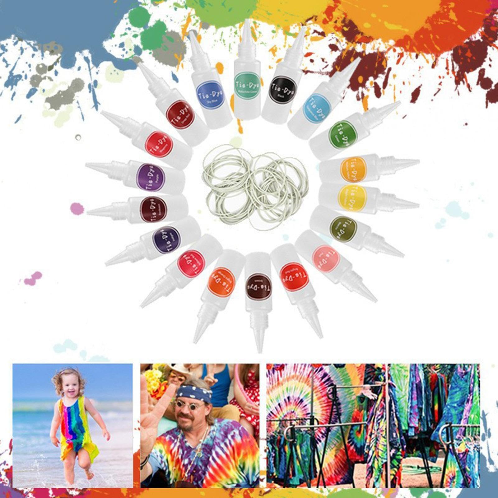 Kits de tinte de | 18 colores DIY creativo resistente al desvanecimiento | Tejido Tie D | Fabric Tie Dye Kits for Adults Women Men Shirt Hoodie Cotton Socks Jeans Wool Linen Shirts