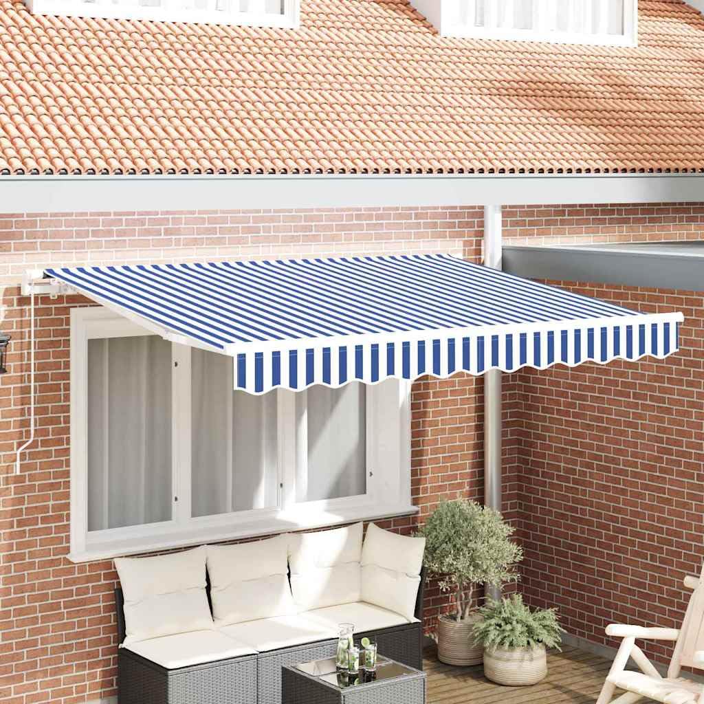 Toile de store banne pour balcon et terrasse 2,5x2m bleu et blanc