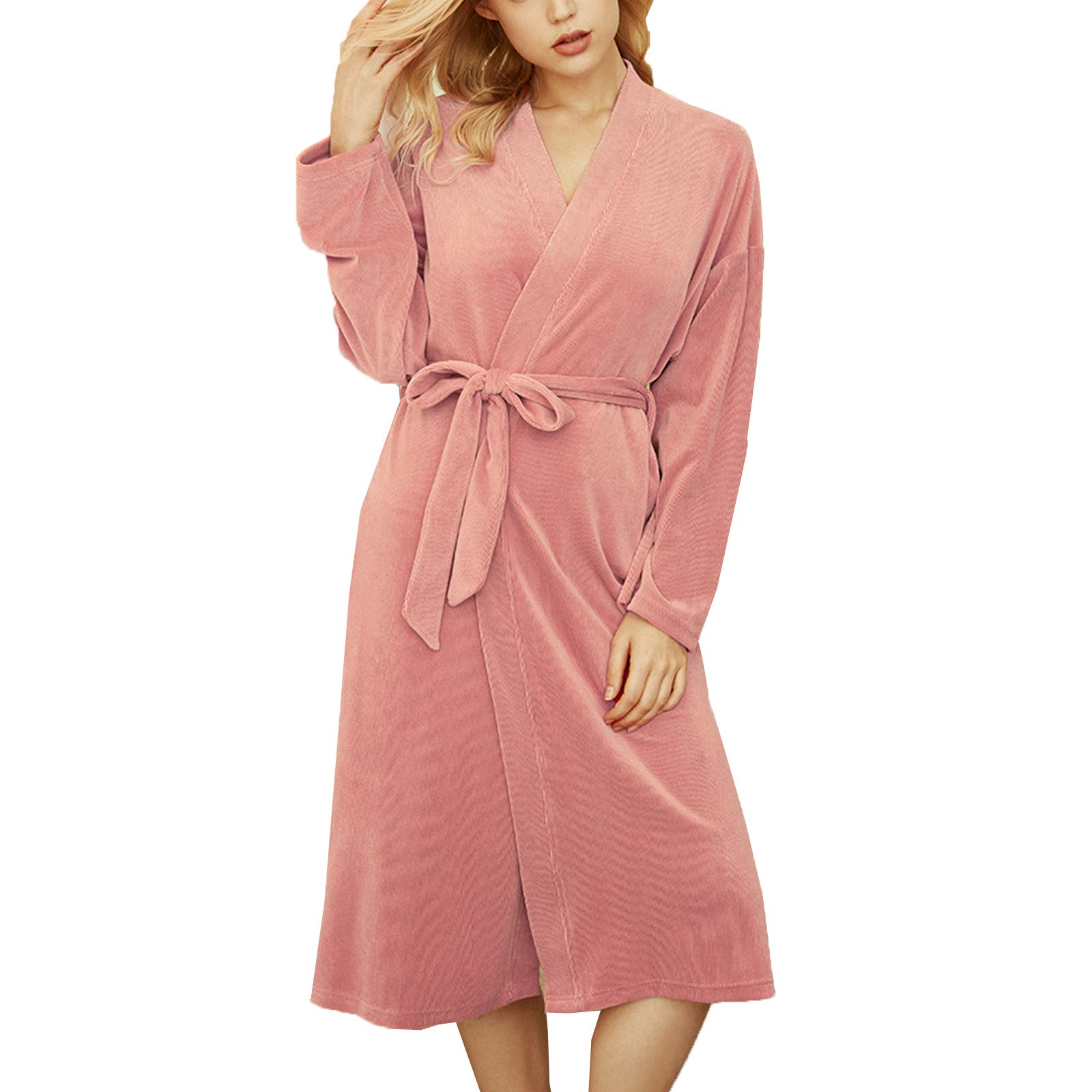 Robe longue en velours rose de qualité supérieure pour femme élégante