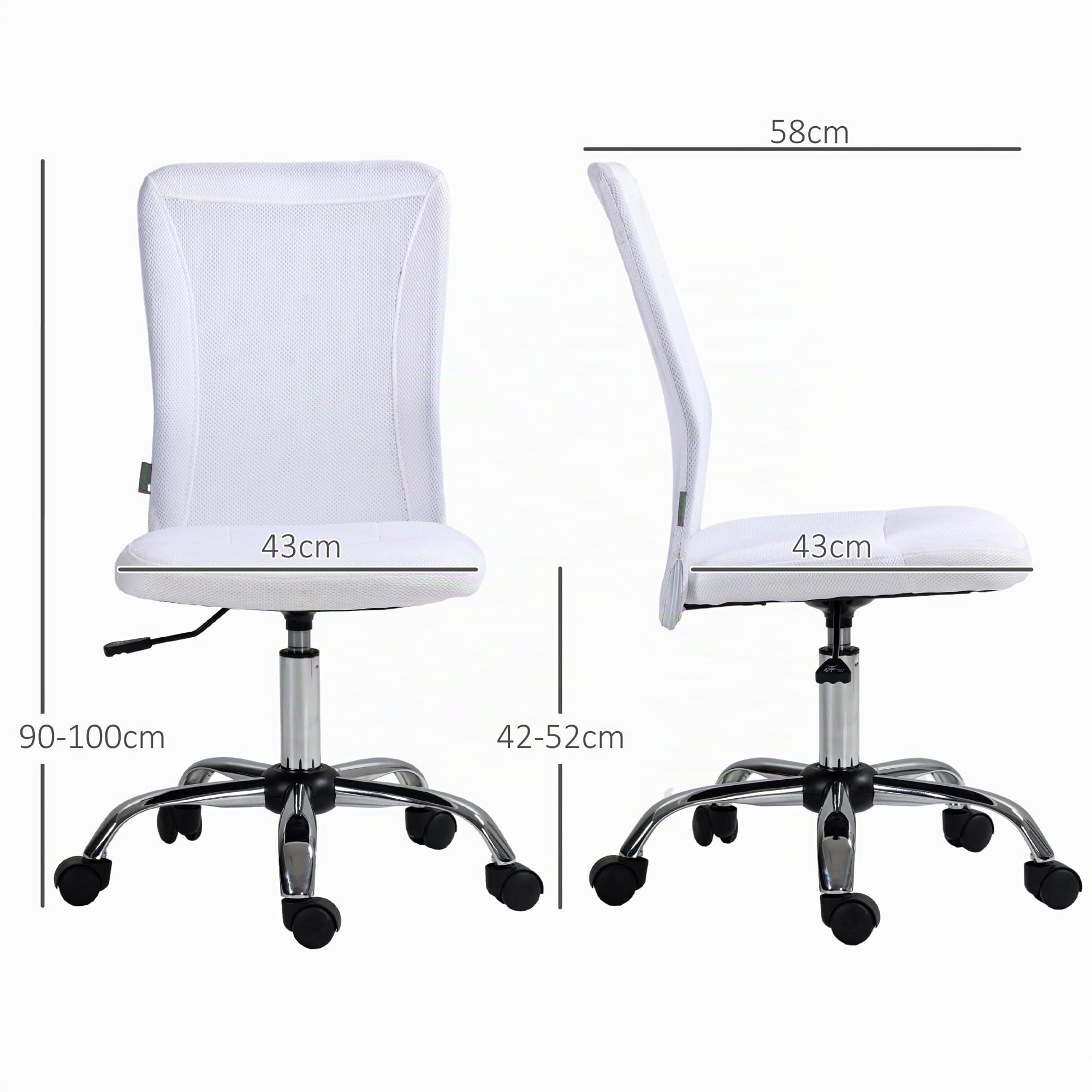 Vinsetto Sedia da ufficio ergonomica regolabile in altezza Bianco