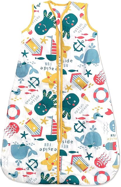 Kiddy Kaboosh Baby Sleeping Bag - Seaside Fun - Warmer Weight, 3.5 Tog, Size 12-36 Months - Machine Washable - can Also be Used in car Seats & Buggies.