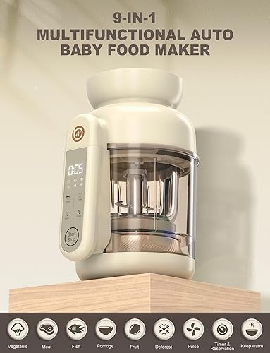 Miniatura 2 de Máquina automática de alimentos para bebés, molinillo de alimentos de vidrio para bebés, licuadora y vaporera y máquina de puré con cocción