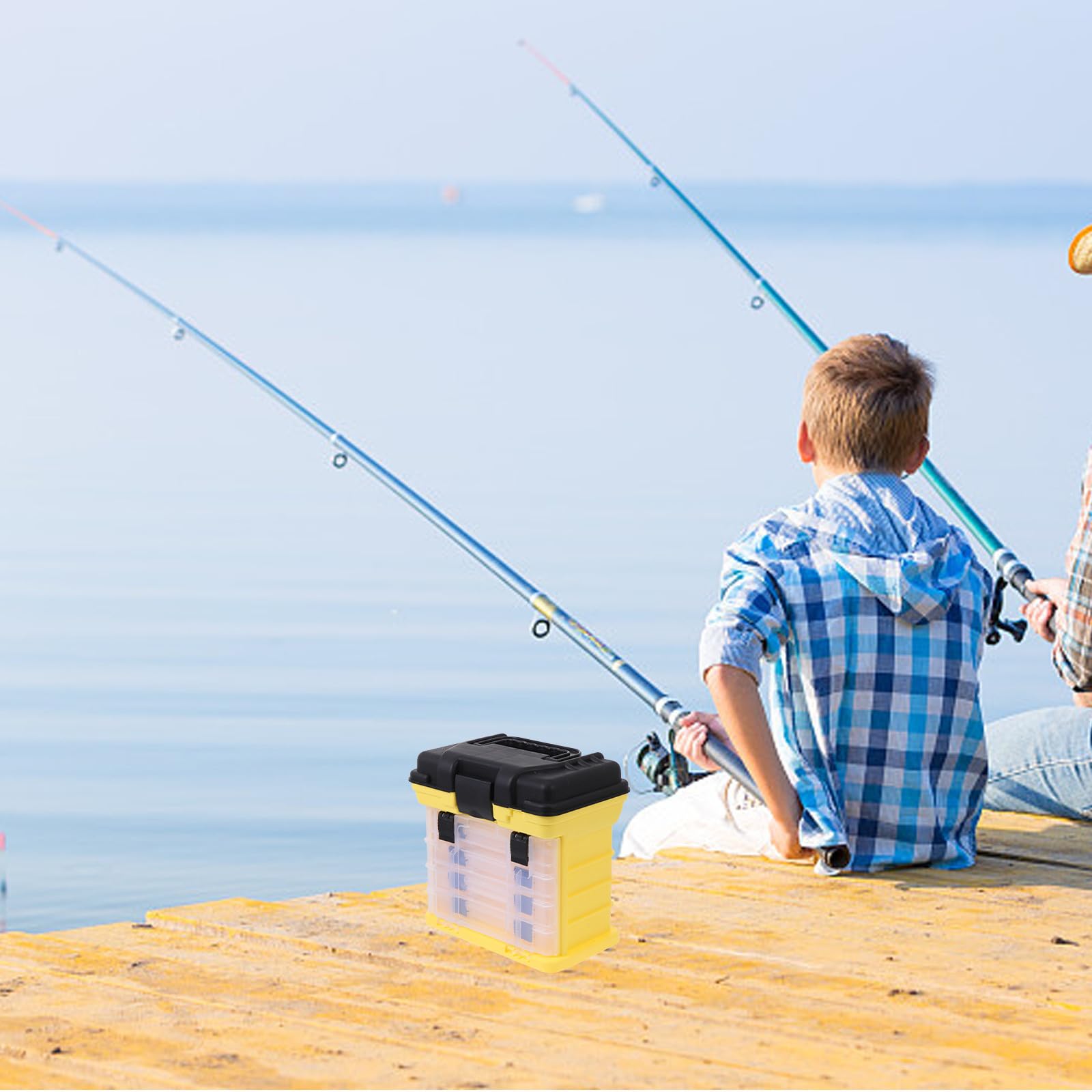 Uonlytech Scatola Porta Esche Multifunzionale in Pp e ABS Manico, 4 Strati di capacità Ampia Facile da Trasportare la Pesca