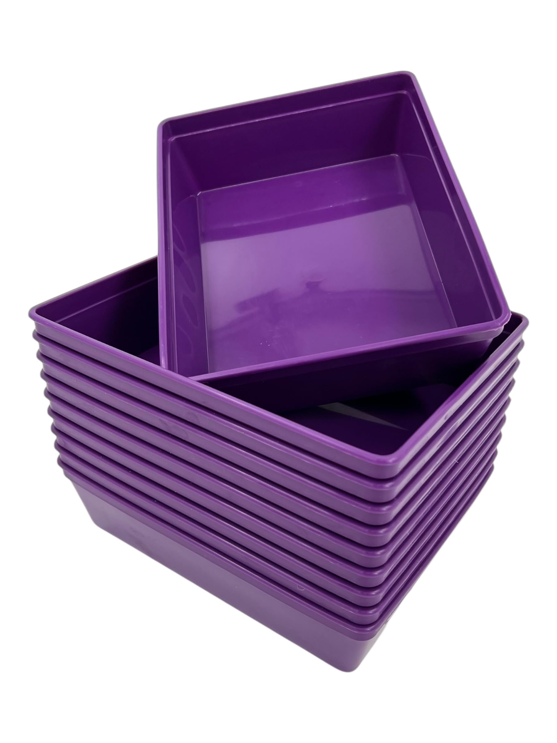 Chabrias Ltd Purple Plastic Activity Trays, Colours Kids Play Art Tray Crafts Toy Organizer Tray (Pack Of 10) - Uk Made (, 20 X 15 X 5Cm)