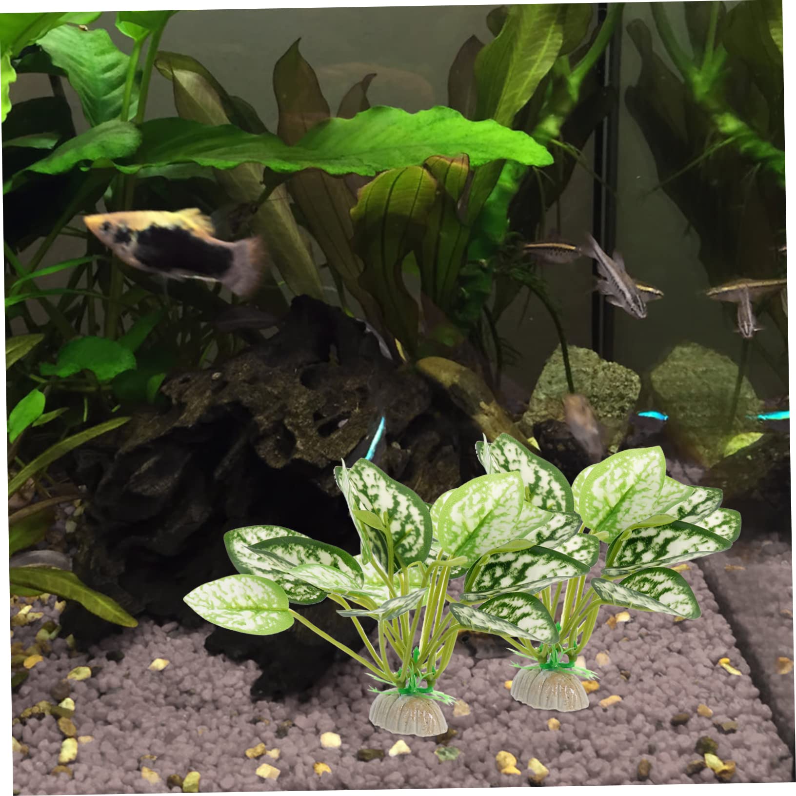 Sosoport 4 Sätze Aquarium Landschaftsbau Wasserpflanzen Dekorationen Für Aquarien Luft Teiche Kunstpflanze Wassergrasdekor Dekorative Aquariumpflanze Plastik Green 6 Stück * 4