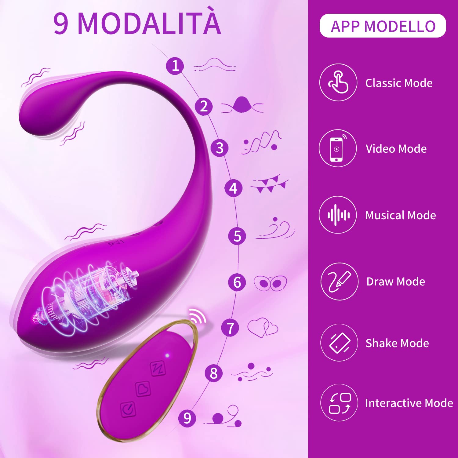 Vîbràtóreper Donna Telecòmando APP,Vîbràtóreper Donna 9 Modalità Vîbràtóre Vîbràtóri Clídórídè Dónnà Stîmólàtóre per Çlîtórîde Ovett𝚘 Vibrante c𝚘n app da telef𝚘n𝚘（Granata）