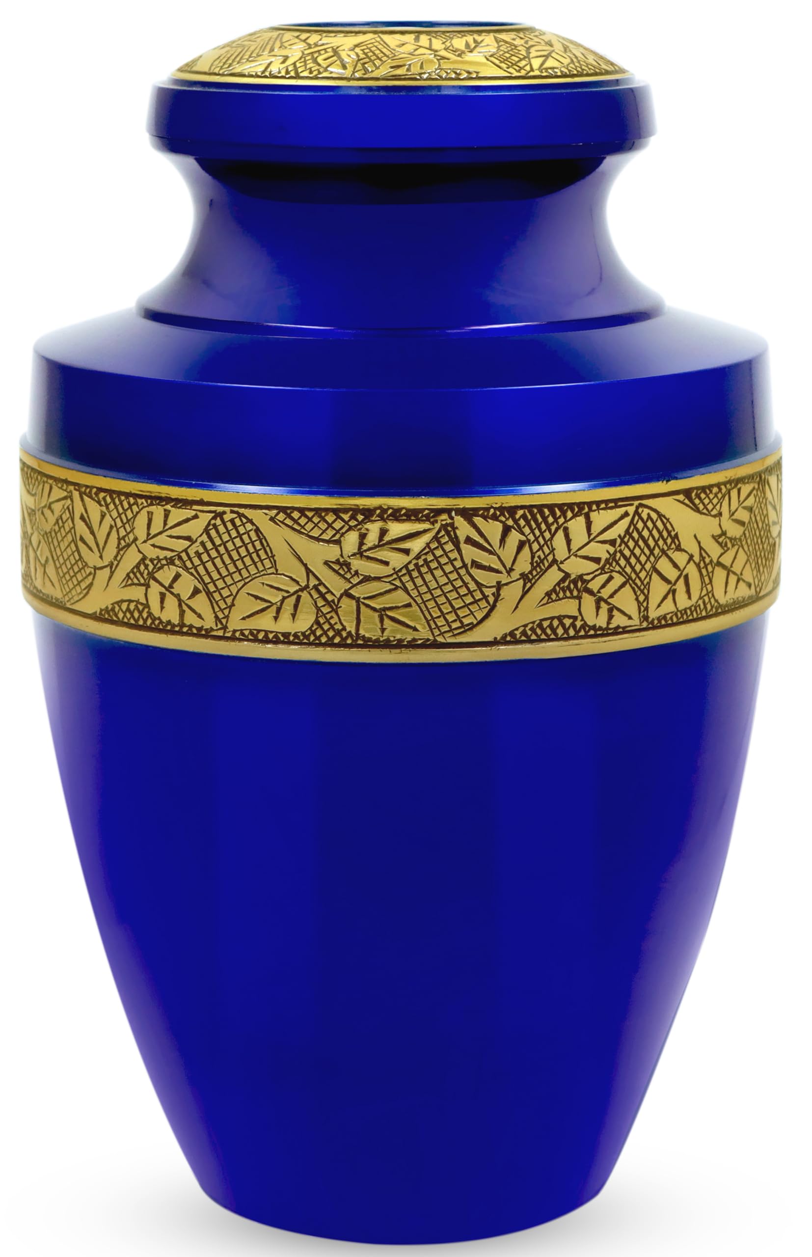 Alpha Living Home Cremation Urns for Human Ashes Adult Male and Cremation Ur ns for Ashes Adult Female - Urns for Mom & Urns for Dad Urns for Ashes Urn - Persian Blue Gold