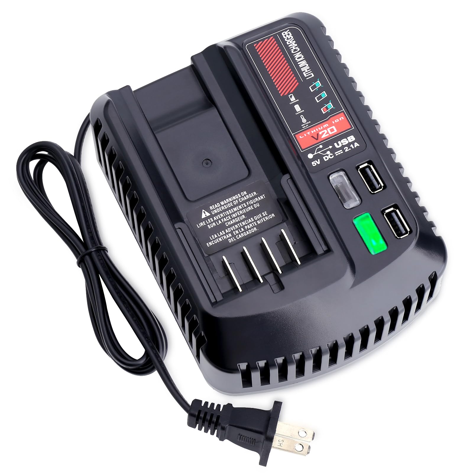 Biswaye Compatible with Craftsman 20V Battery Charger, CMCB104 V20 Fast Charger Compatible with Craftsman V20 20 Volt Lithium Power Tool and Outdoor Tool Batteries
