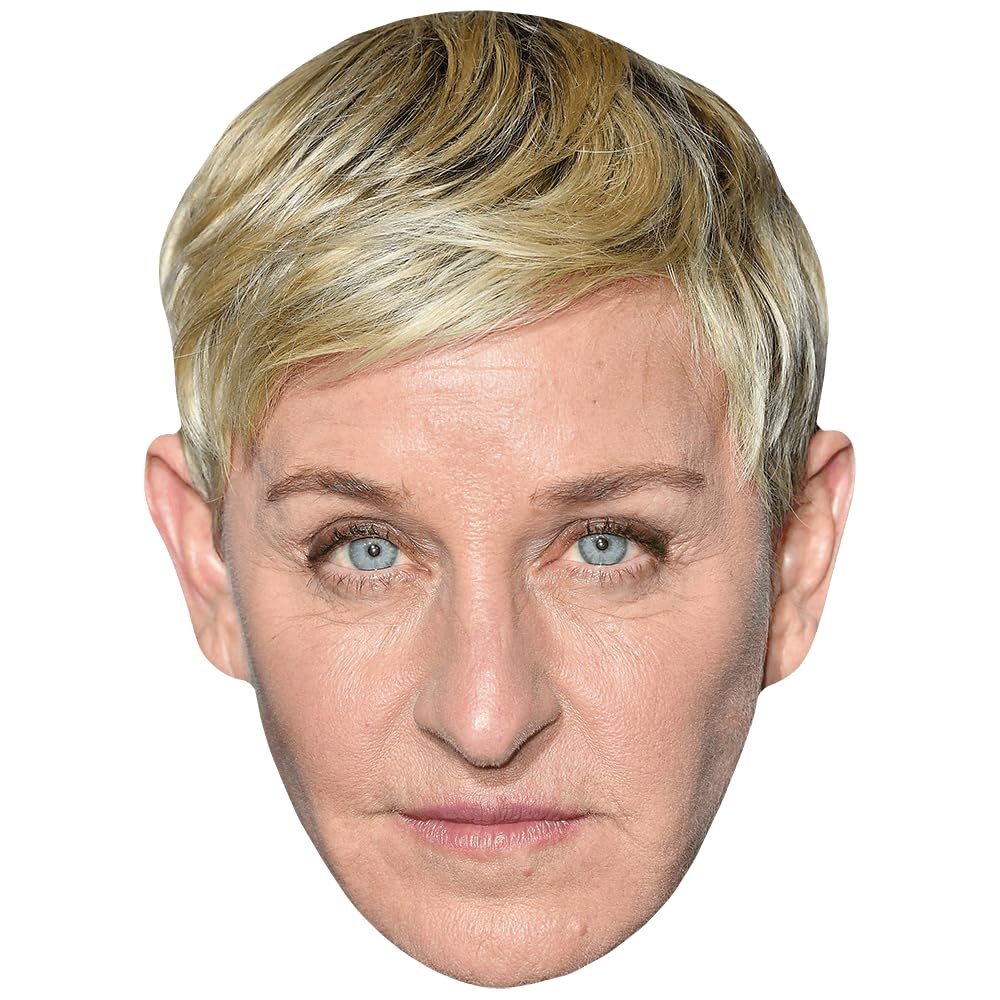Celebrity Cutouts Lifelike Ellen Degeneres (Serious) Celebrity Mask, Flat Card Face, Fancy Dress Mask