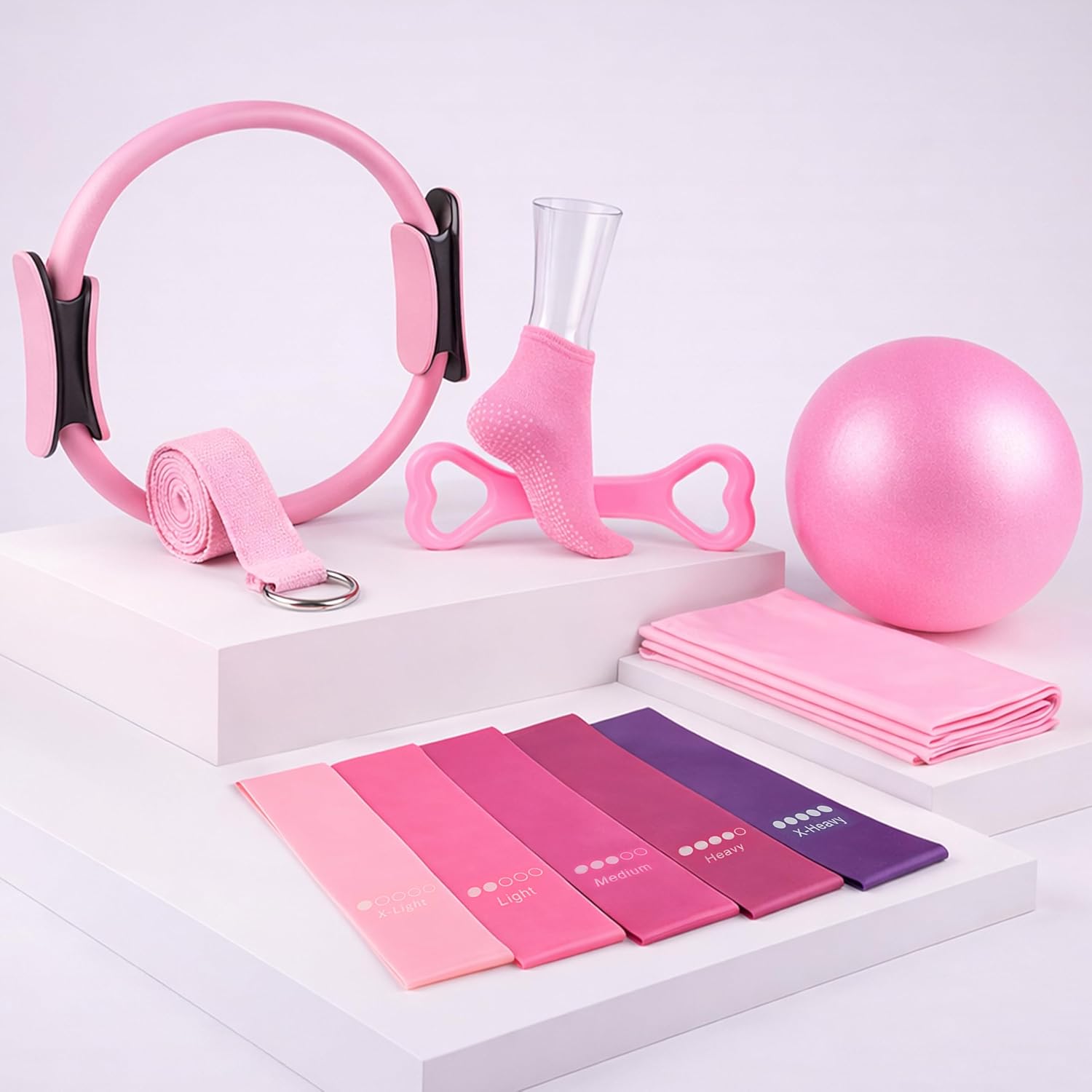 Kit de Pilates PELXORN, 13 Piezas con Bandas, Pelota y Aro