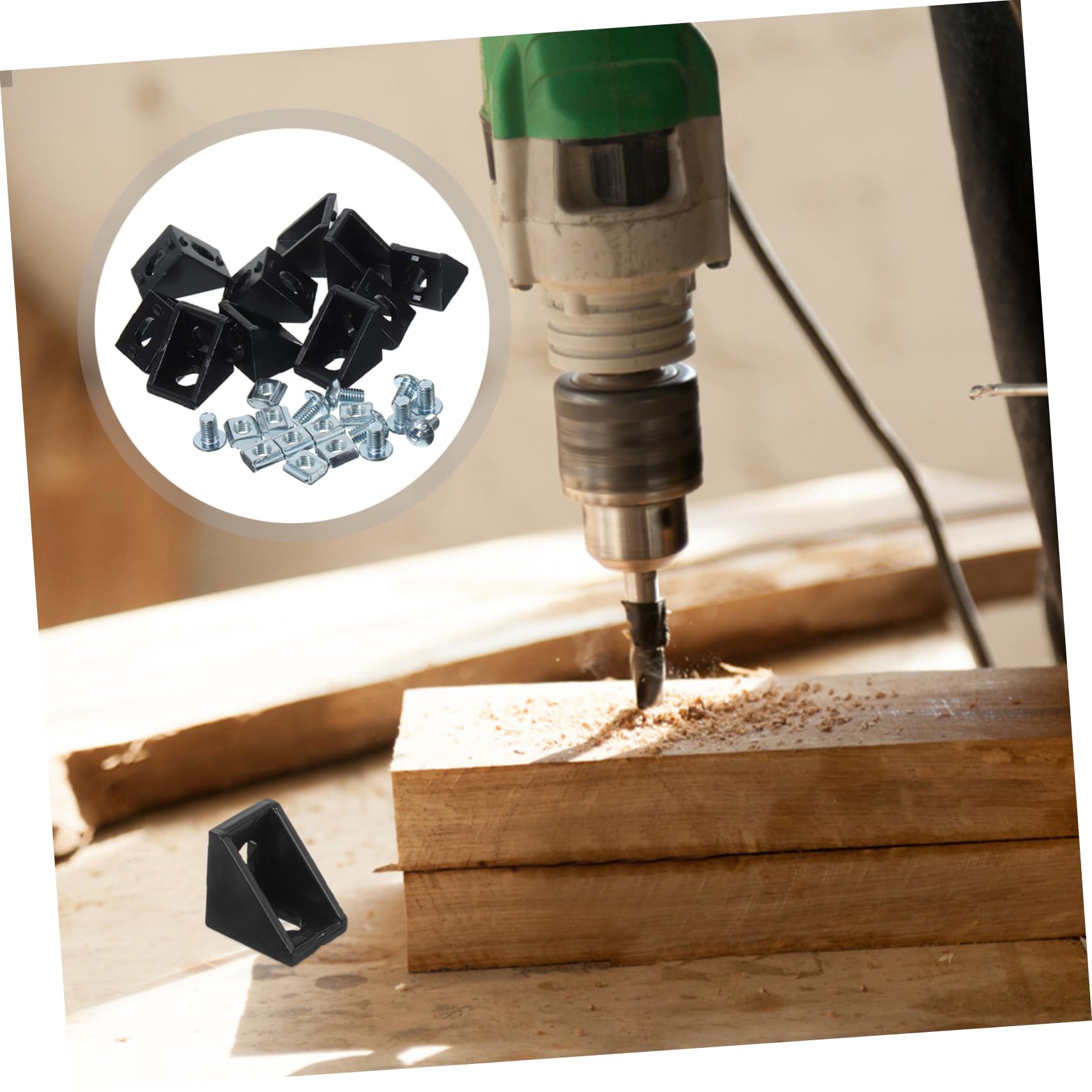 MUSISALY 10pcs Right Angle Connector Set Heavy Duty Extruded Aluminum Hardware Aluminum Profile Corner Brackets DIY and Professional Projects