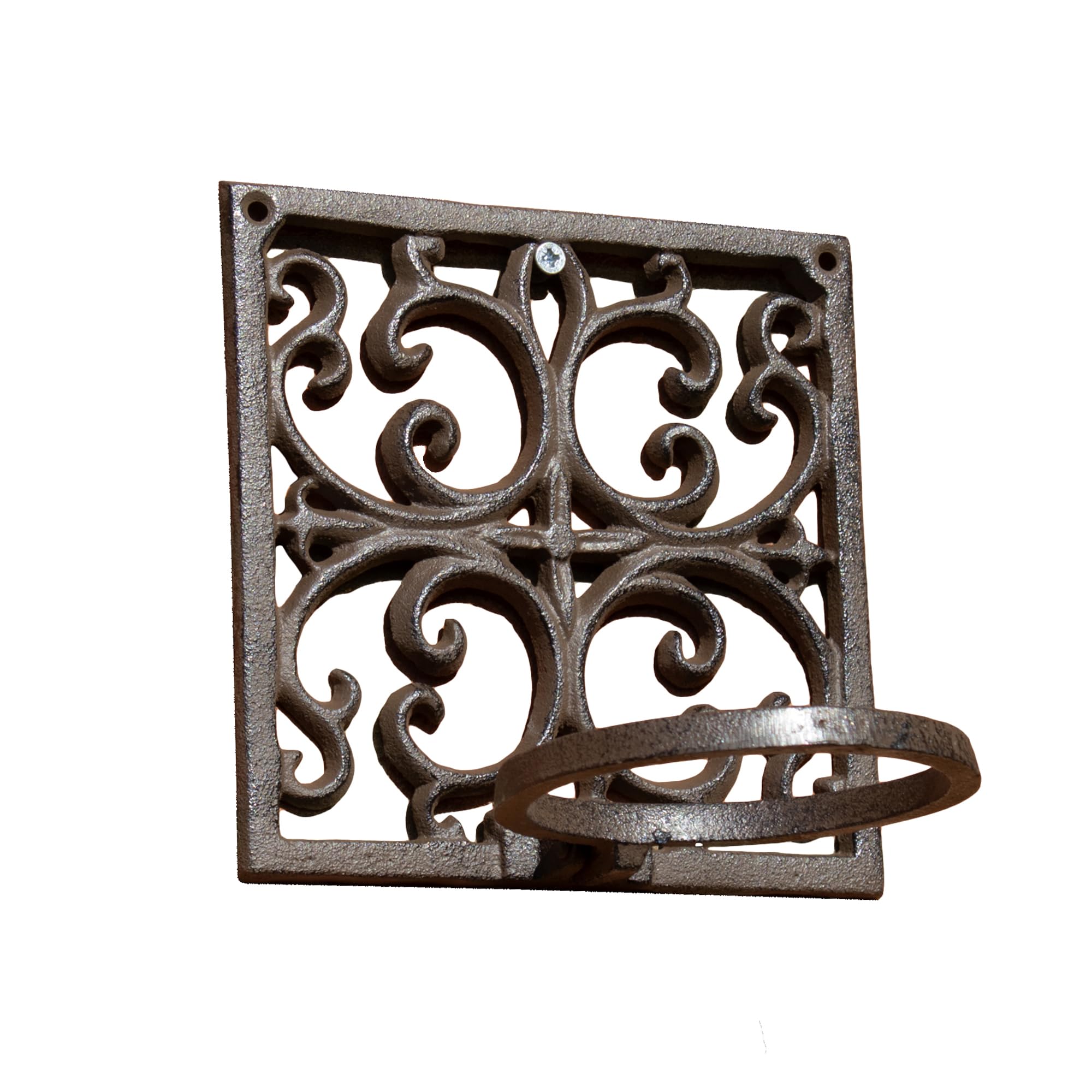 Darthome Square Cast Iron Plant Pot Holder 19x19cm Heart Lattice Antique Style Wall Mount Planter
