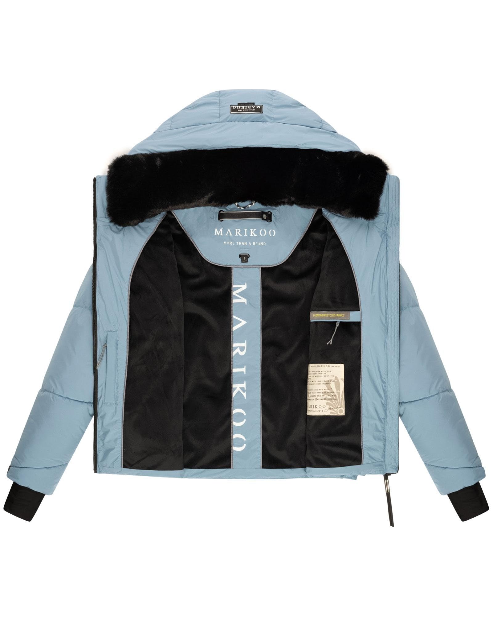 MARIKOO Damen Winterjacke (XS-XXL) - leicht, 4 Taschen, Kapuze mit Reißverschluss abnehmbar, Steppjacke, Warme Jacke Frauen - N007