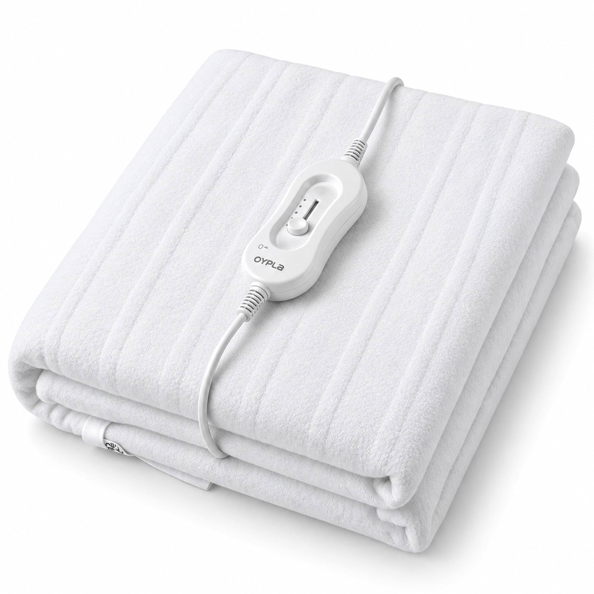 Oypla Machine Washable Single Electric Blanket Heated Underblanket | 3 Heat Settings and Controller