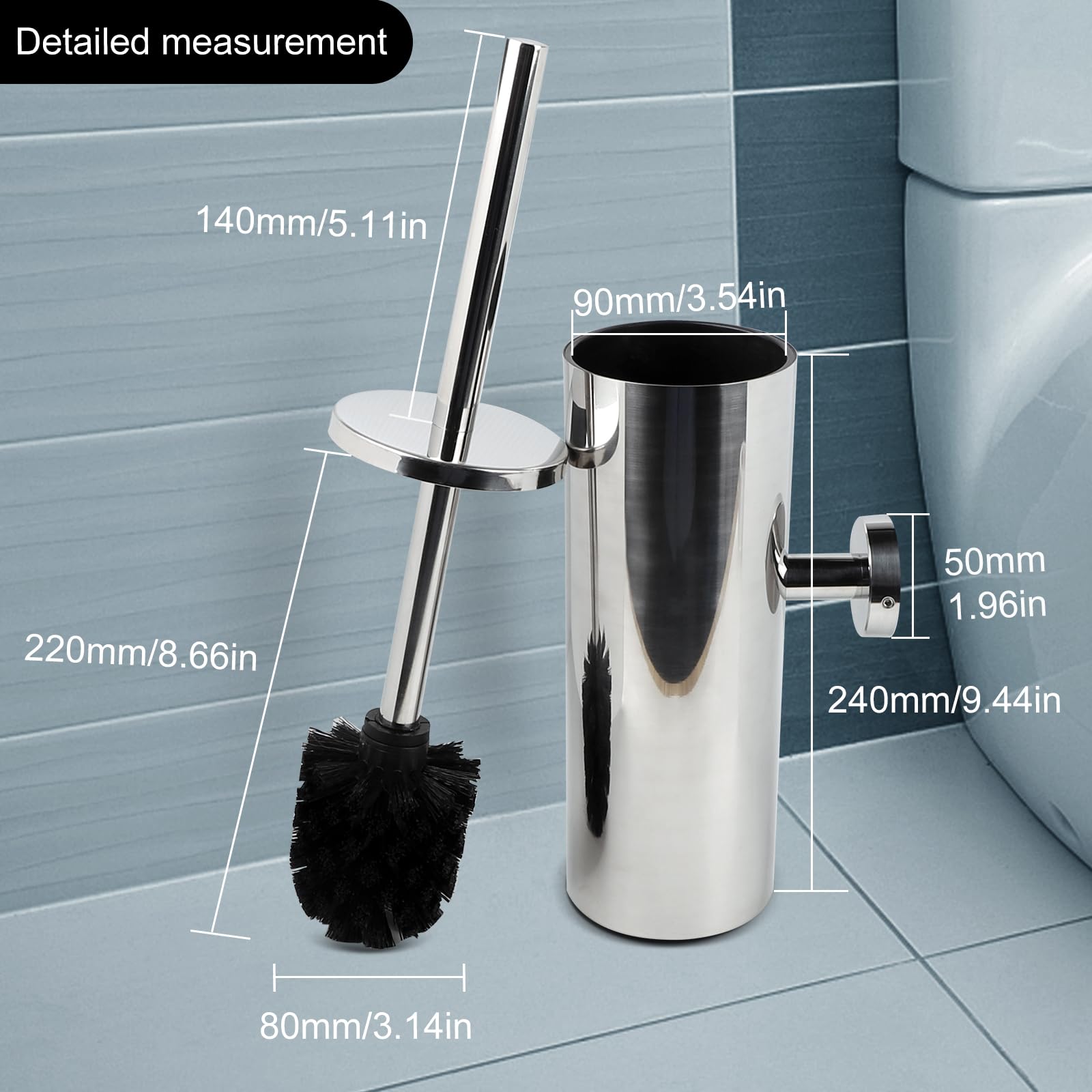 EXLECO Seifenspender Wandmontage Silber mit Handtuchhalter & WC-Bürste