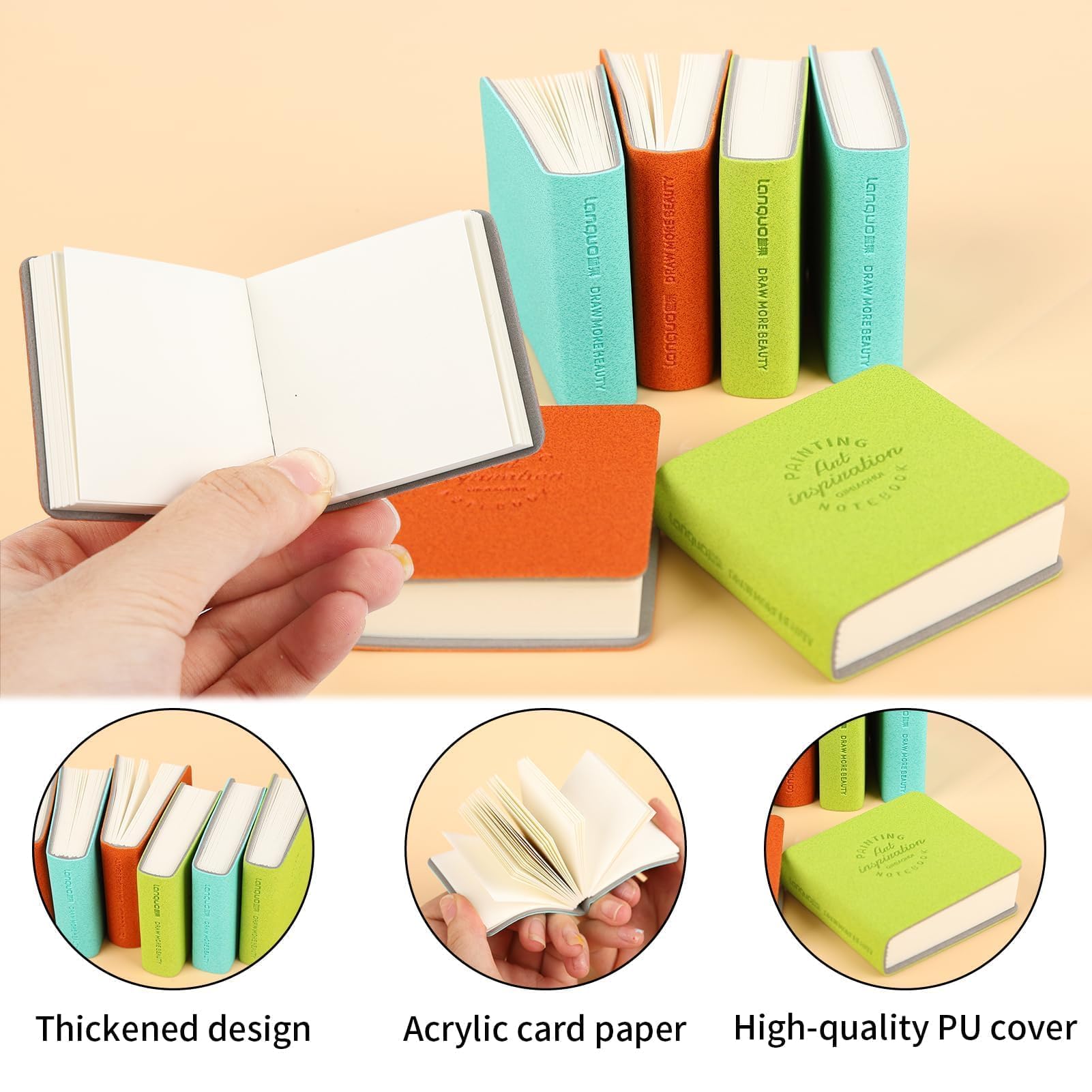 6PCS Pocket Sketchbook, Mini Travel Watercolor Sketchbooks, Piccolo libro di acquerello da viaggio, mini taccuino ad acquerello, piccoli taccuini tascabili, blocco per pittura ad acquerello
