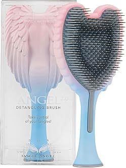 Hair Extension Brush - Anti Static Soft Bristle Paddle Brush for Straight or Wavy Hair - Wings Shower & Blow Drying Detangler Hairbrushes for Women - Two Tone Pink Blue