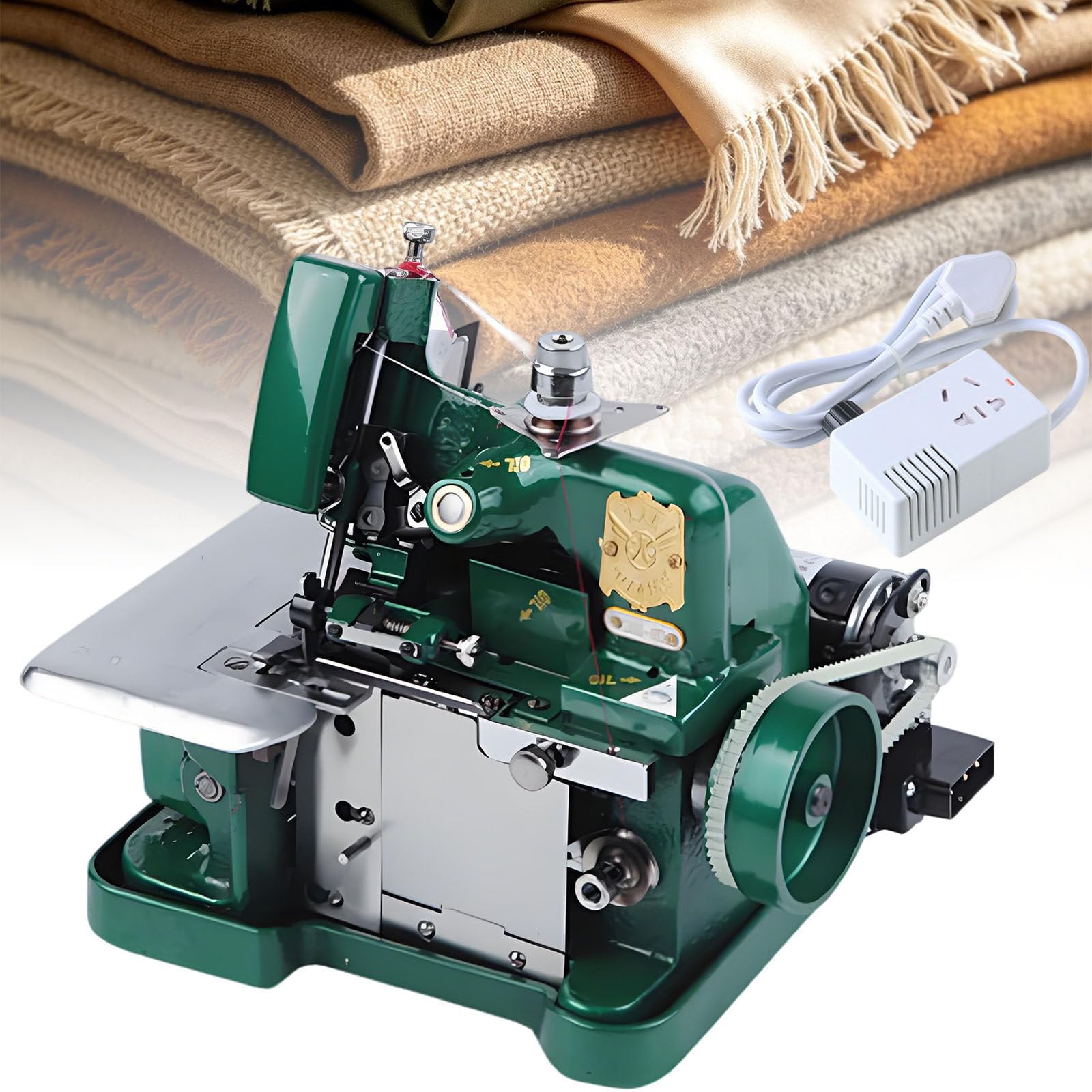 Ymnogjie Serger Sewing Machine,Handheld Coverstitch,Overlock Leather Sergers Machines,with Metal Frame,Overlocker Sewing Machine for Heavy Duty Fabric Green