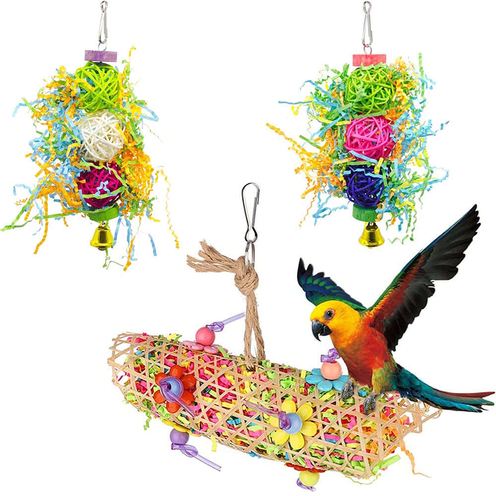 Bird Shredder Toys – 3-Pack Fingertrap Chew Toys For Parrots, Budgies, Cockatiels & More