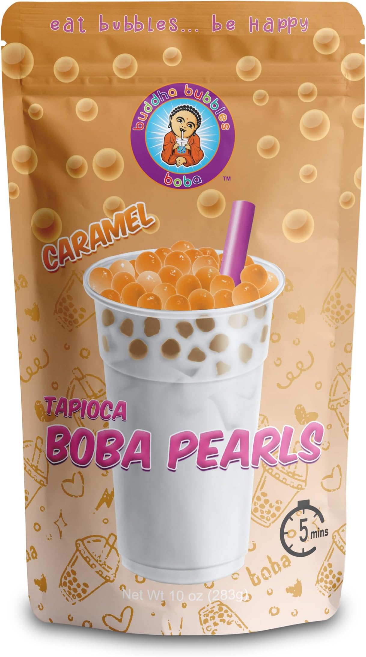 Buddha Bubbles Boba Caramel Golden Tea Tapioca Pearls Ready in 5 Minutes