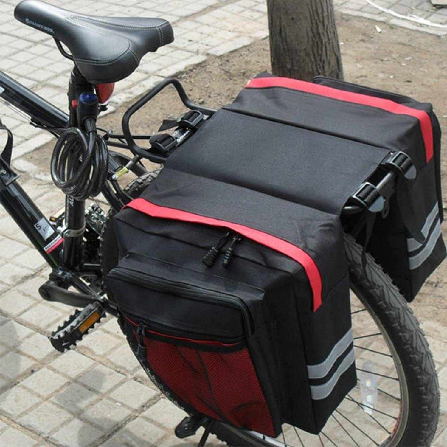 Torby rowerowe do pakowania rowerów, tylne bagażniki, torby na bagażnik rowerowy, torby na tylne siedzenie, torby podsiodłowe do roweru elektrycznego, czerwone