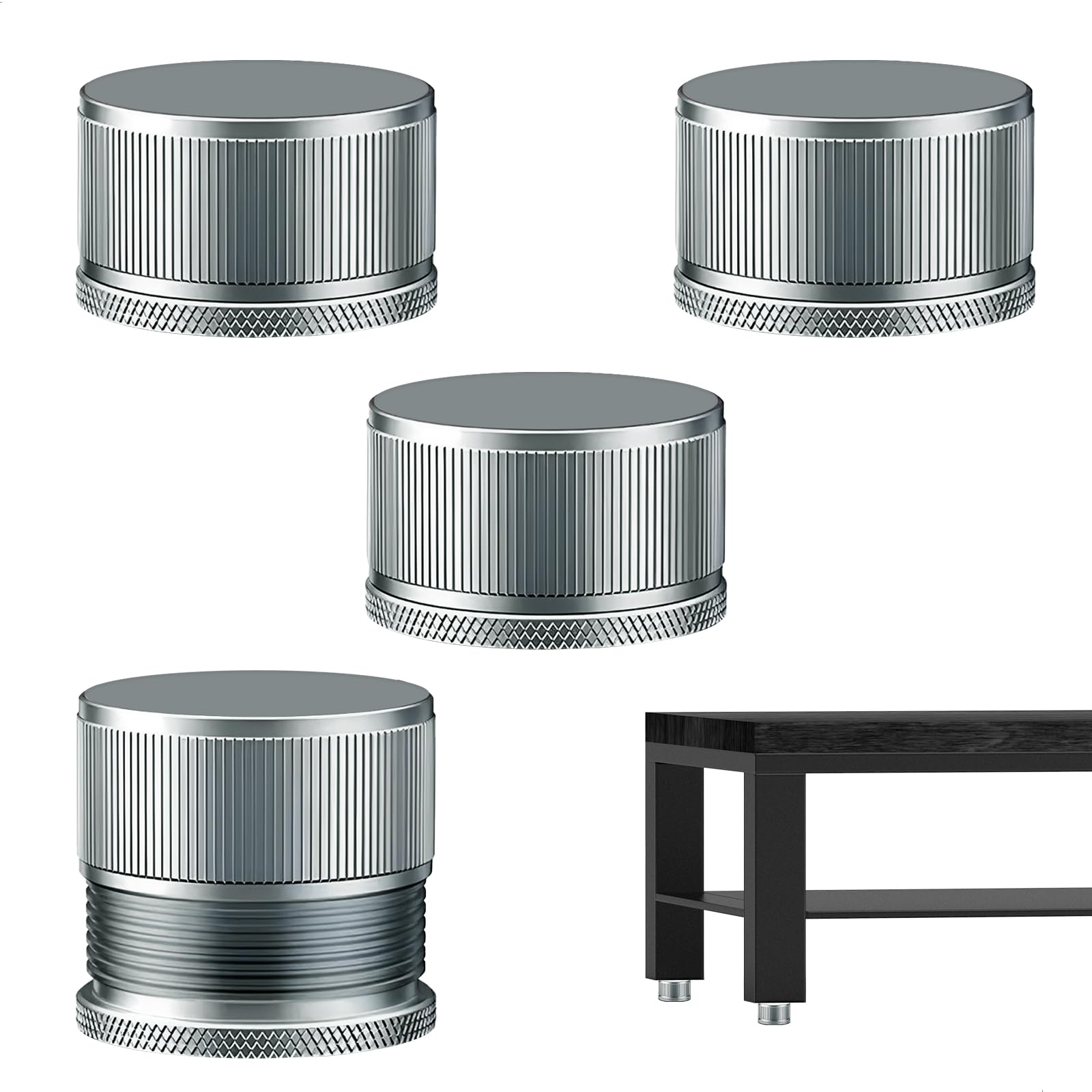 Patas para Muebles, Patas Mueble, Pies Regulables para Muebles de Metal, Altura Ajustable de 2,3 a 3,9 cm Pies Regulables, Patas Mesa para Mesas, Armarios, Mesas de Centro, 4 Piezas, Gris