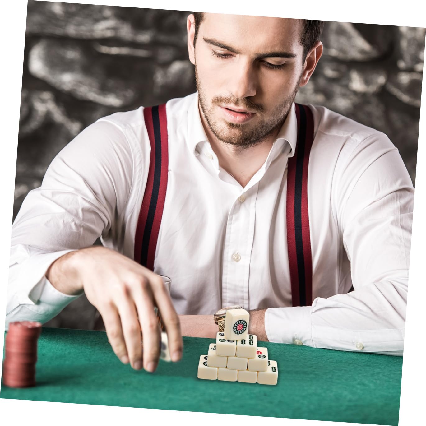 Mahjong Cinese Set Da Gioco Portatile Accessorio Per Gioco Da Tavolo Mini Kit Custodia Per Viaggi e Intrattenimento