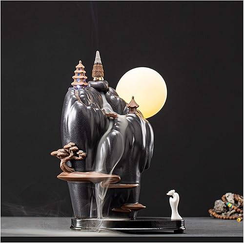 Quemador de incienso Zen, quemador de incienso de reflujo de cerámica, quemador de incienso de reflujo de cascada