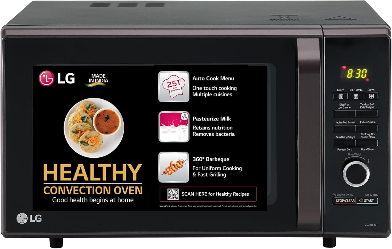 LG 28 L Convection Microwave Oven (MC2886BLT, Black