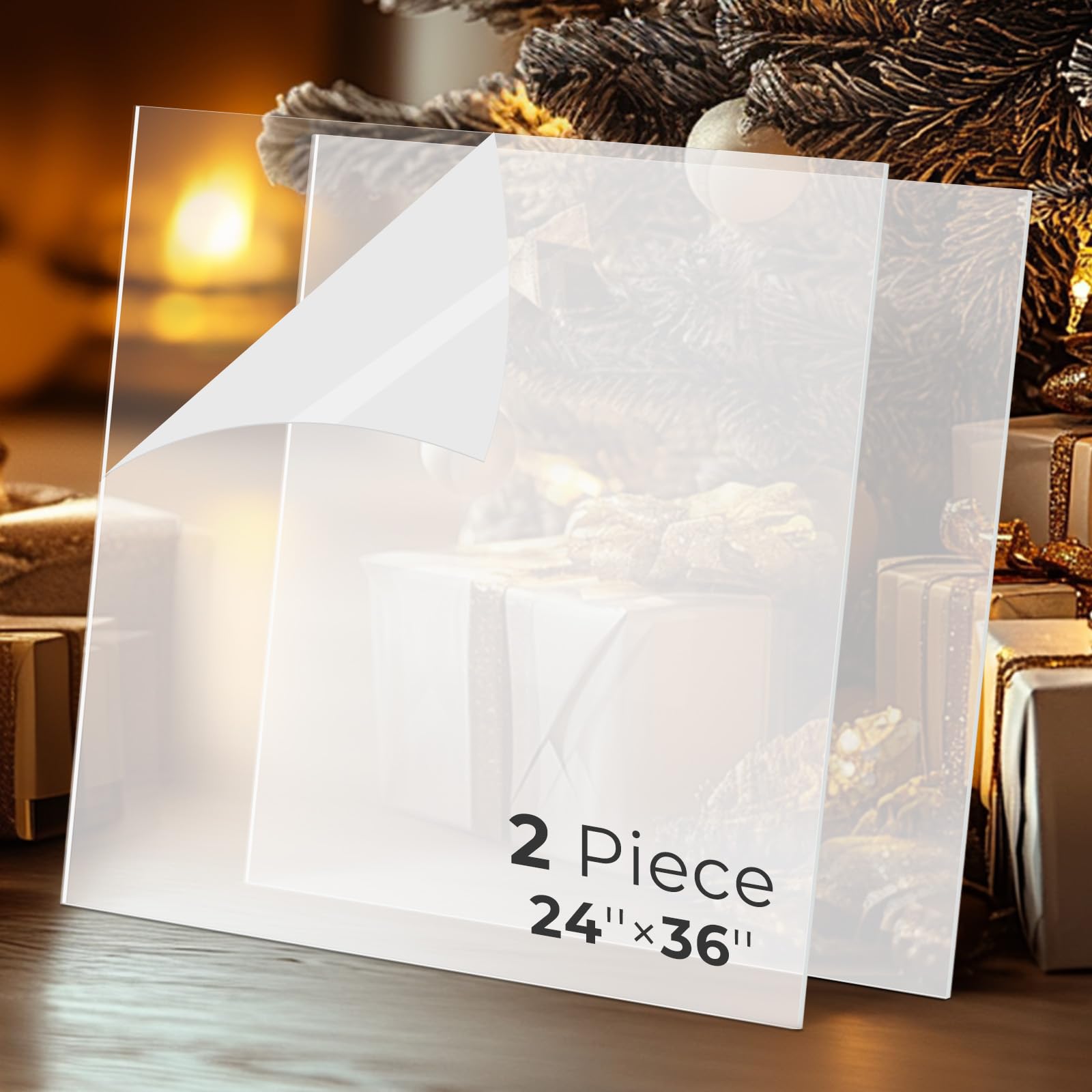Tatub 2 Pack 1/8" Thick 24"x36" Clear Plexiglass Sheet, 3mm Large Acrylic Sheets for DIY Craft Projects, Cut to Size Acrylic Glass Sheets Signs, Plexi Glass Panel Acrylic Board for Laser Cutting