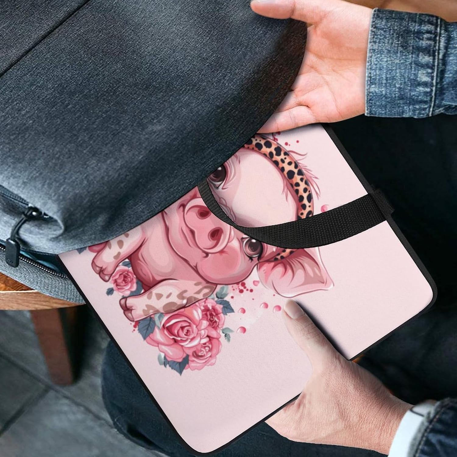 Pigs With Leopard Headband Flower Laptop Bag Print Computer Sleeve Case Protector Briefcase Totes for Women Men