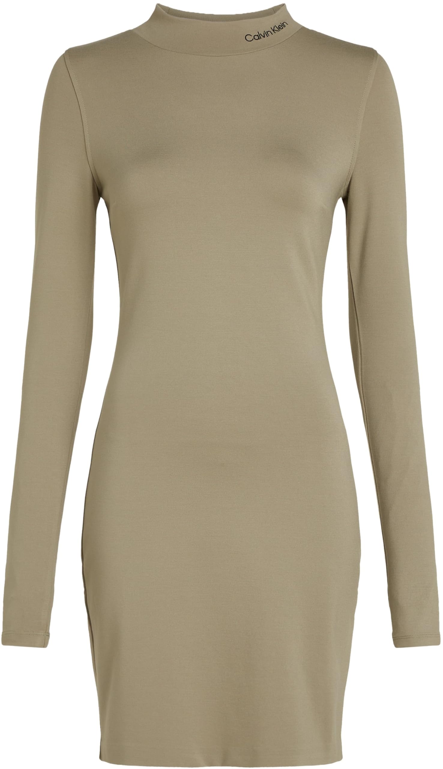Calvin Klein Damen Kleid Logo Elastic Milano Langarm