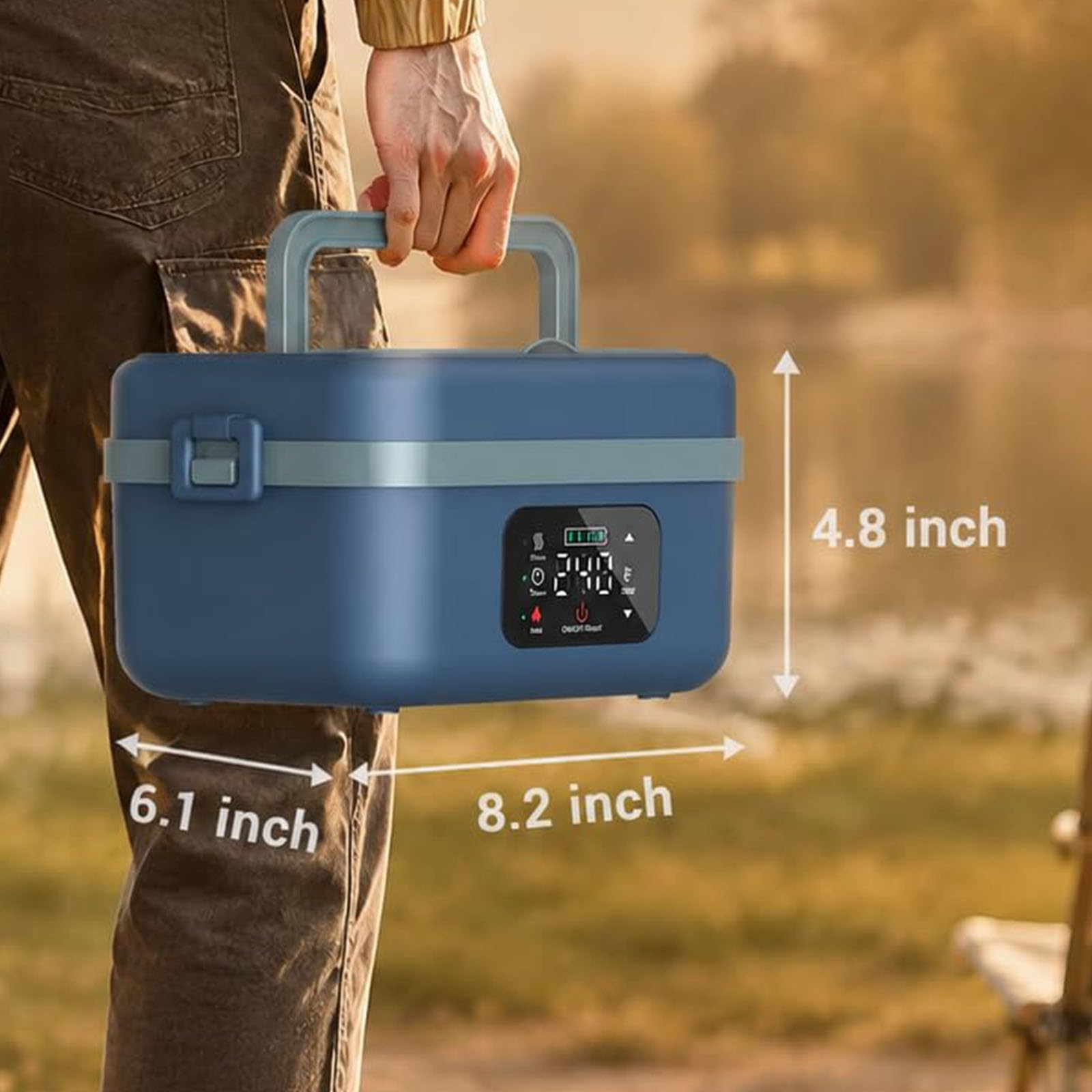 Contenitore per il pranzo riscaldato, alimentato a batteria, verde