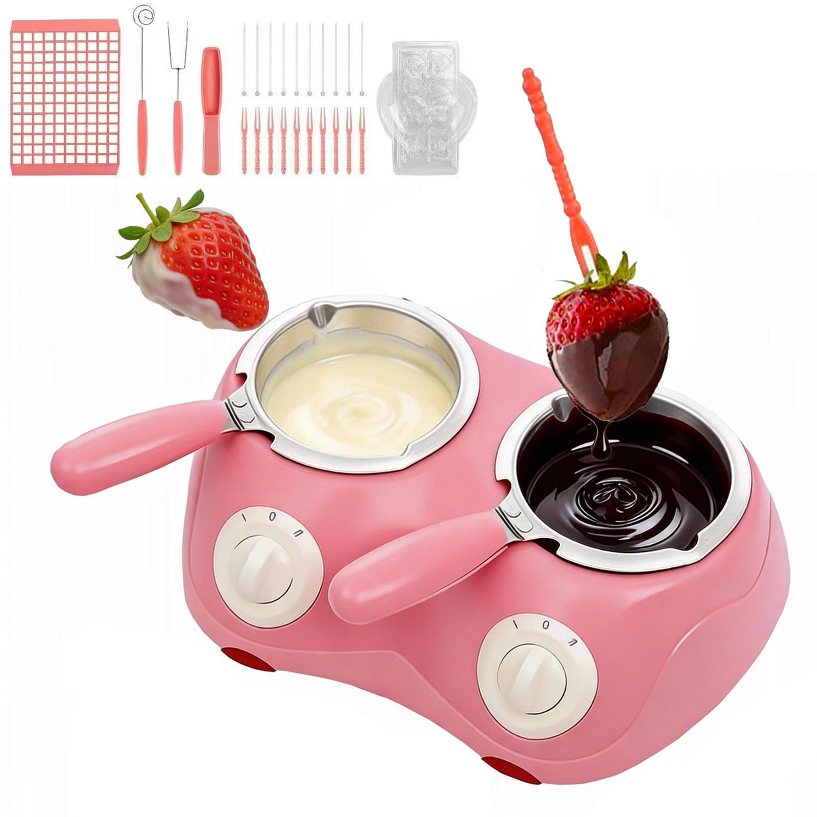 Moule à chocolat et machine pour fondre le beurre ou le fromage avec fourchettes