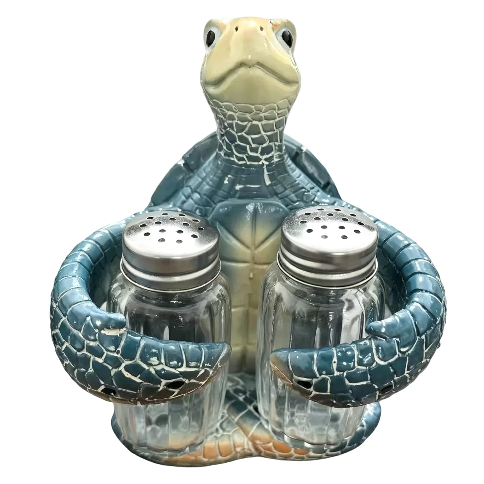 Salt and Pepper Shakers, Novelty Salt and Pepper Sets, Beach Themed Decor for Kitchen Countertop Seasoning Organisation, Coastal Home Decor Enhancement, Turtle Design Spice Holder with Glass Container