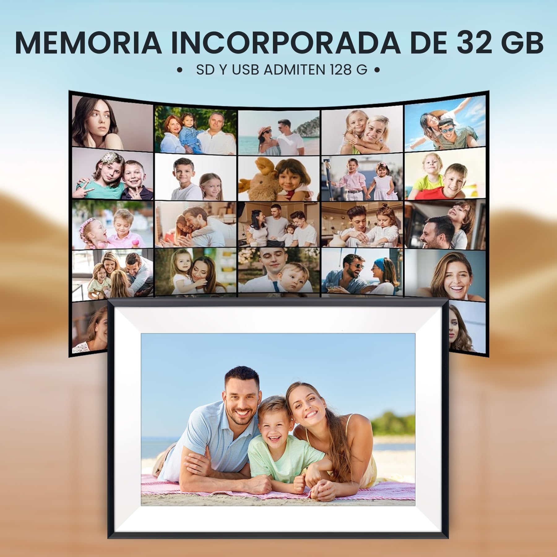 Hesmor Marco de Fotos Digital WiFi 10,1 Pulgadas Pantalla Táctil Marco Digital IPS 1280 x 800 32GB Rotación Auto Frameo Portaretratos Digitales de Fotos Inteligente Soporte Foto, Video, Negro & Blanco