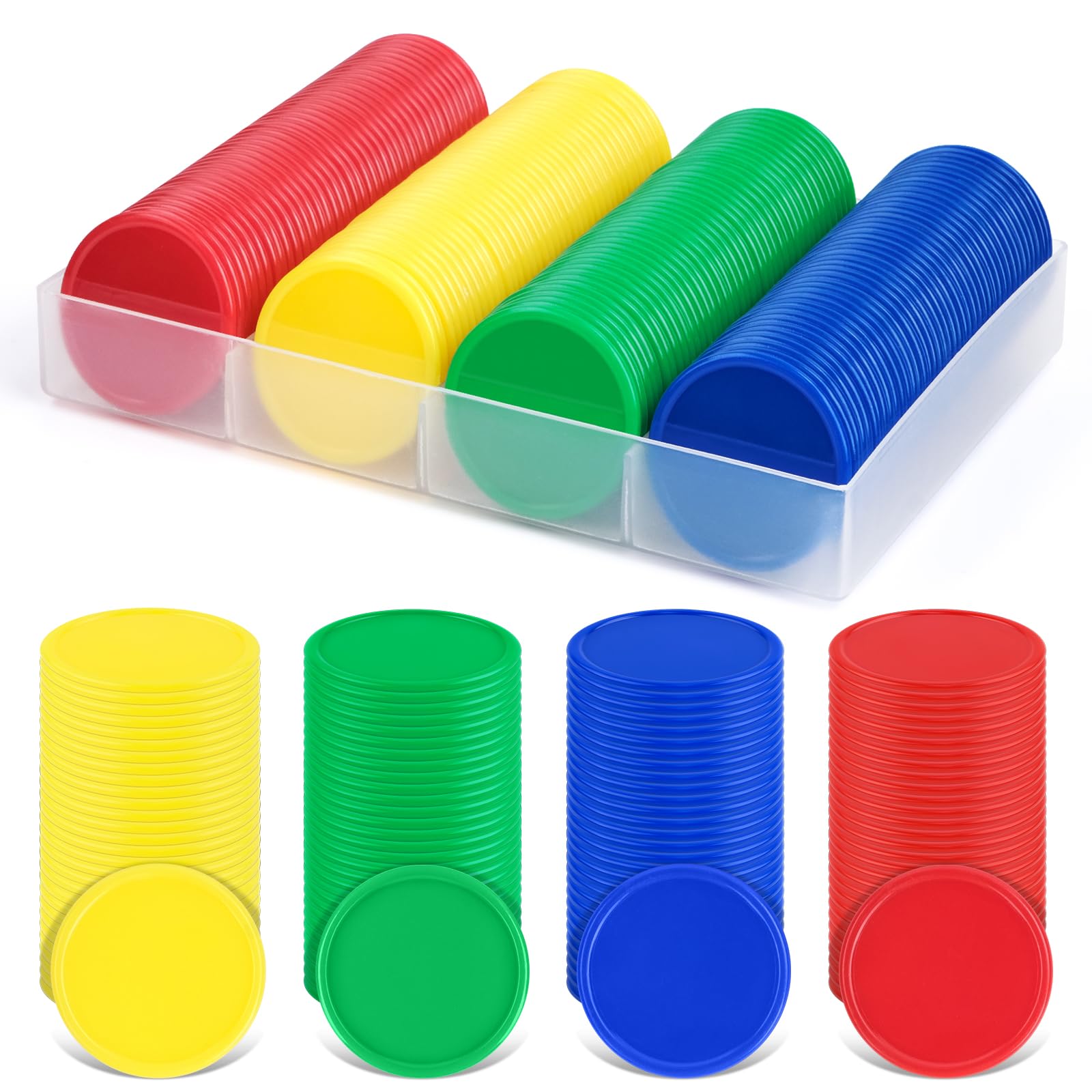 Set da Poker Chips Poker in plastica, 160 Fiches Poker, Gettoni di Gioco, Gettoni del Casinò, Gettoni di Bingo, Set di Chip da Poker con Scatola per Contare Matematica Apprendimento