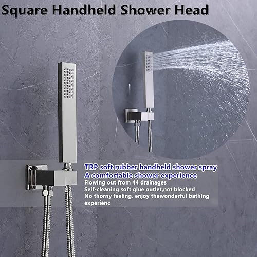 Miniatura 5 de AYIVG Sistema de ducha de techo cromado con 6 chorros de cuerpo de 16 pulgadas, sistema de ducha de niebla de lluvia grande, sistema de ducha