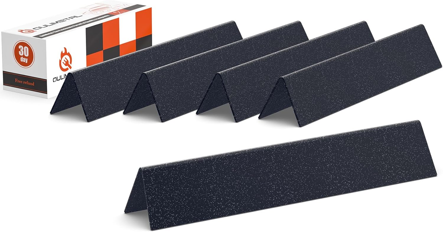 QuliMetal 17.5 Inch Flavorizer Bars for Weber Genesis 300 310 E310 E320 E330 S310 S320 S330 Grills with Front Controls Knobs, Porcelain Steel Heat Plates for Weber Genesis Grill Parts 7620 7621 Porcelain Steel Fits Genesis 300 With Front Knobs