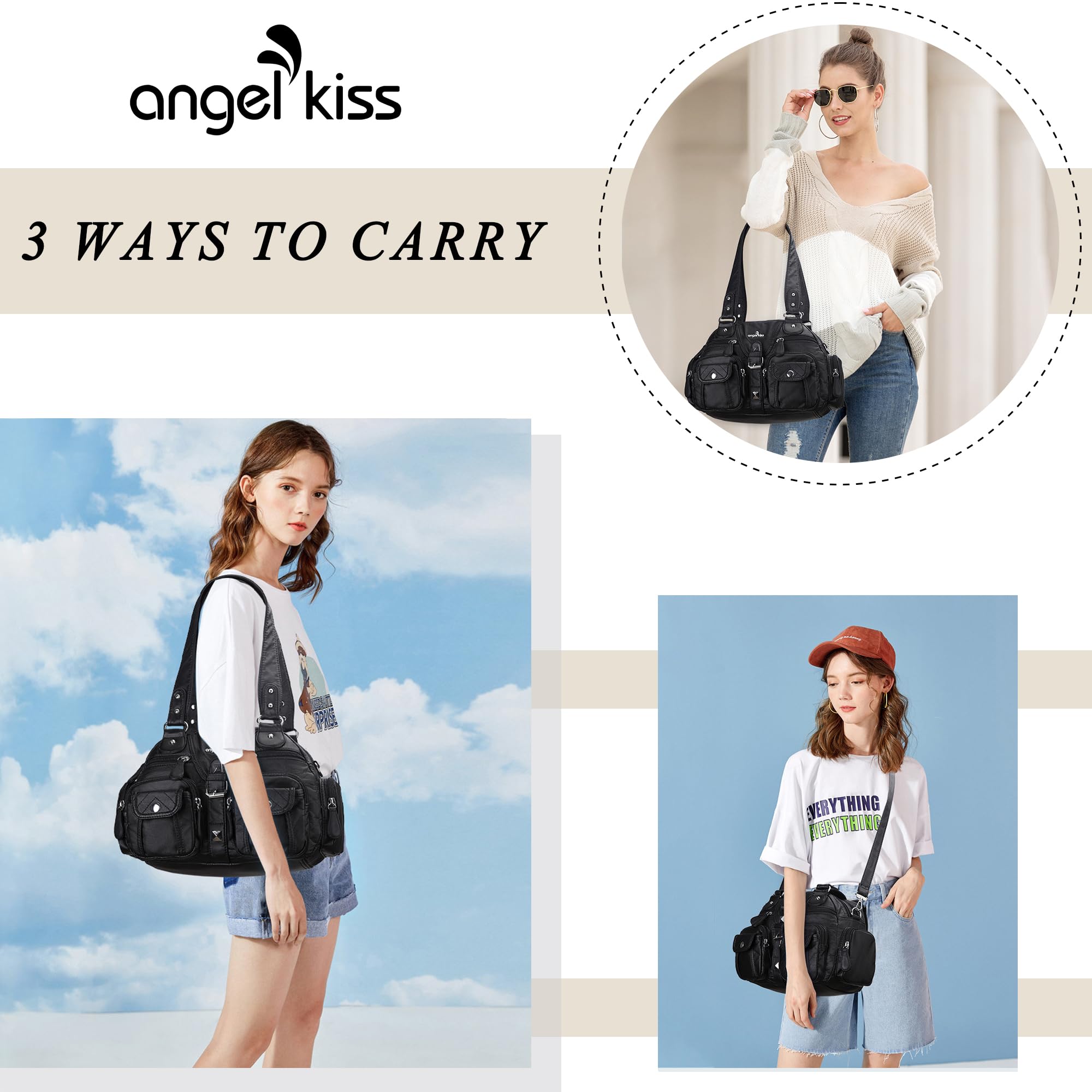 Angel Kiss Femmes Sac à Main Petit Hobo Sac à Main à Bandoulière Doux PU En Cuir Sacs Portés épaule Femme