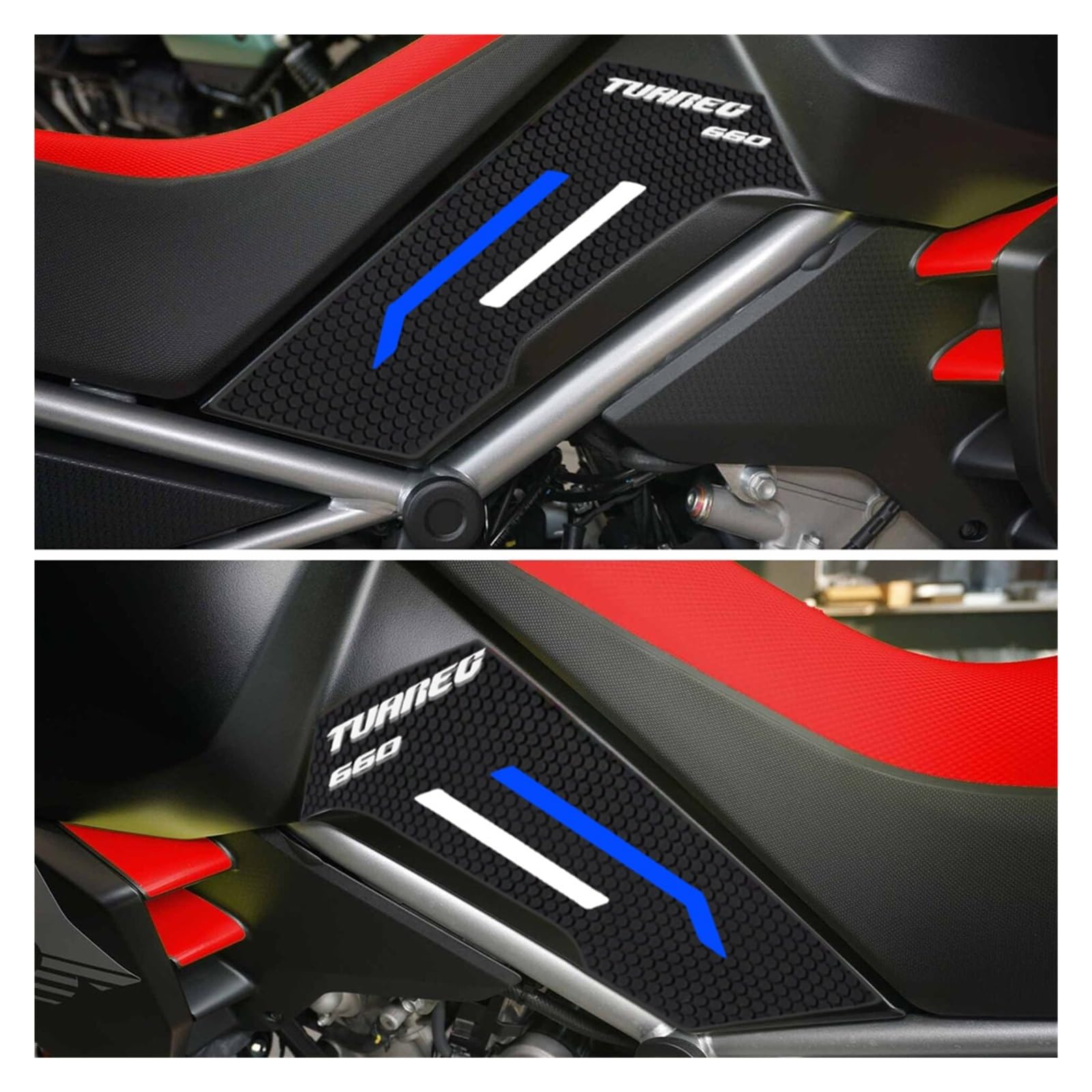 YHBH Rilievo Laterale del Serbatoio del Carburante Paraserbatoi per Moto Adesivi Protettivi Ginocchio Grip Traction Pad per Aprilia Tuareg 660 2022 Traction Pad(Blu)