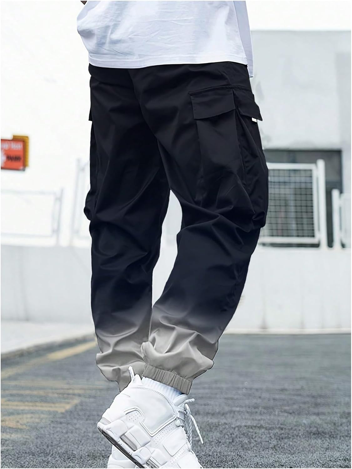 OYOANGLE Men's Cargo Joggers Ombre Drawstring Waist Workout Athletic Jogger Pants with Pocket - Image 2