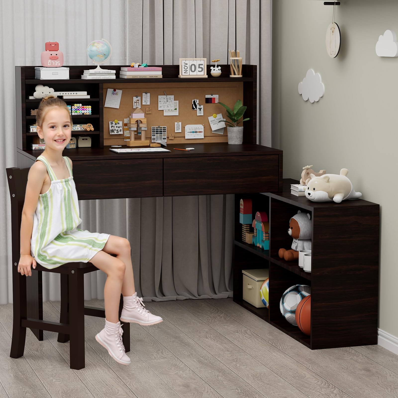 Children Desk And Chair Set Kids Wooden Desk And Chair Set With Storage ...