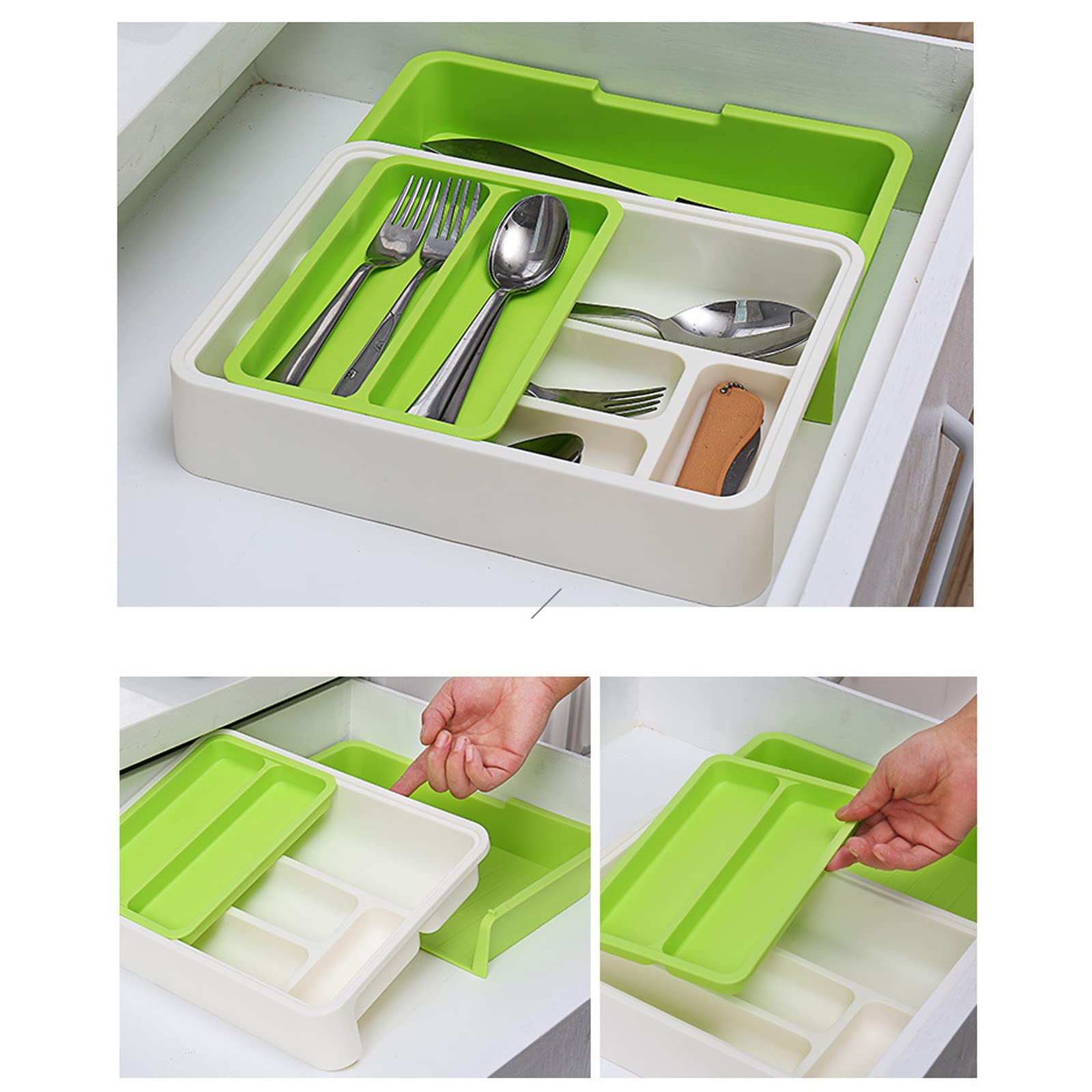 Bandejas Extensibles para cajones de Cubiertos, Organizador de cajones para Cubiertos, Utensilios de Servir, Almacenamiento Multiusos para Cocina, Oficina, artículos de baño, Almacenamiento