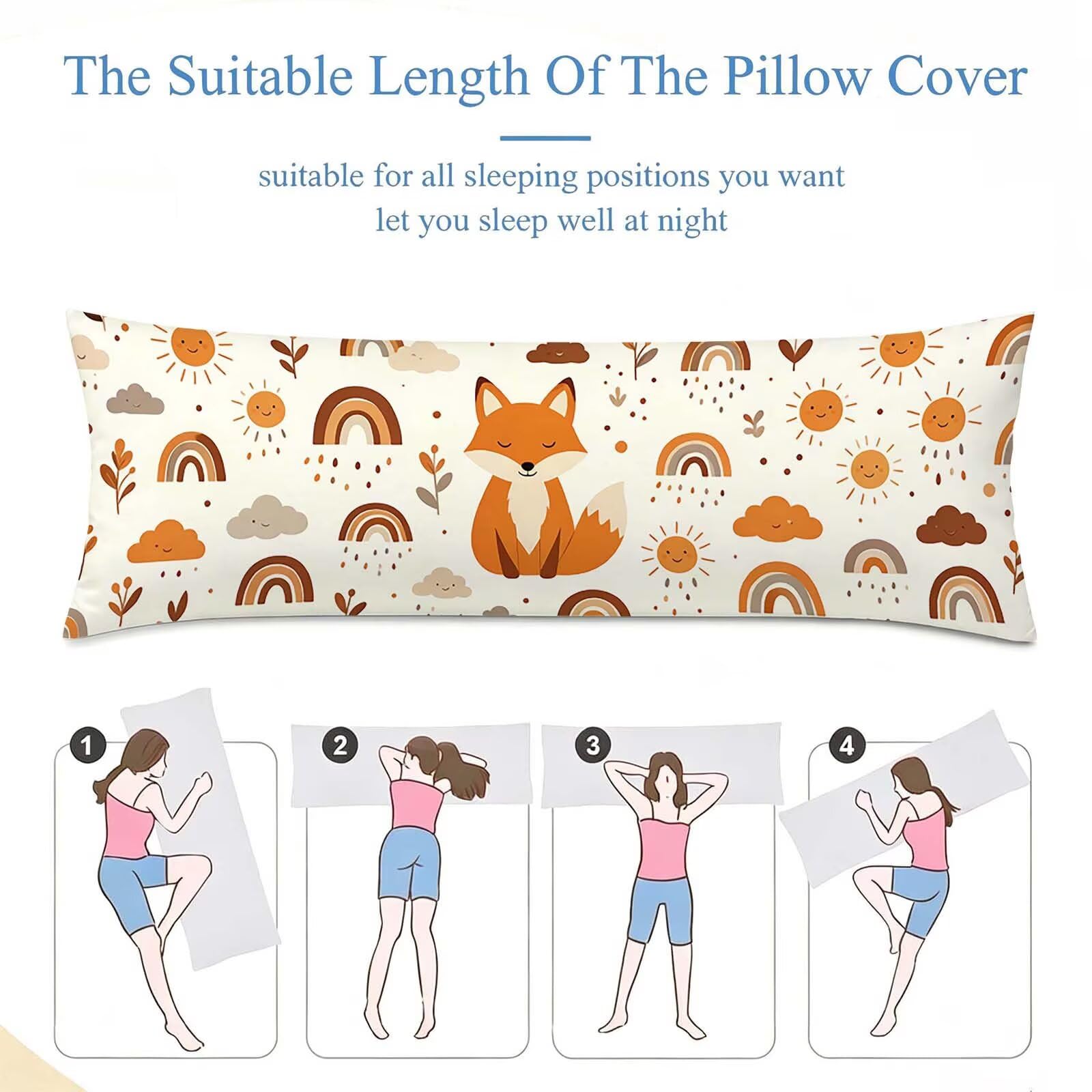 Fodera Cuscino 50 x 150 cm, Fox-1 Velluto Cuscini per Divano Letto, | con Invisibile Cerniera, Morbida e Traspirante, per biancheria da letto, divano, hotel, chi dorme sul fianco nordico j-225