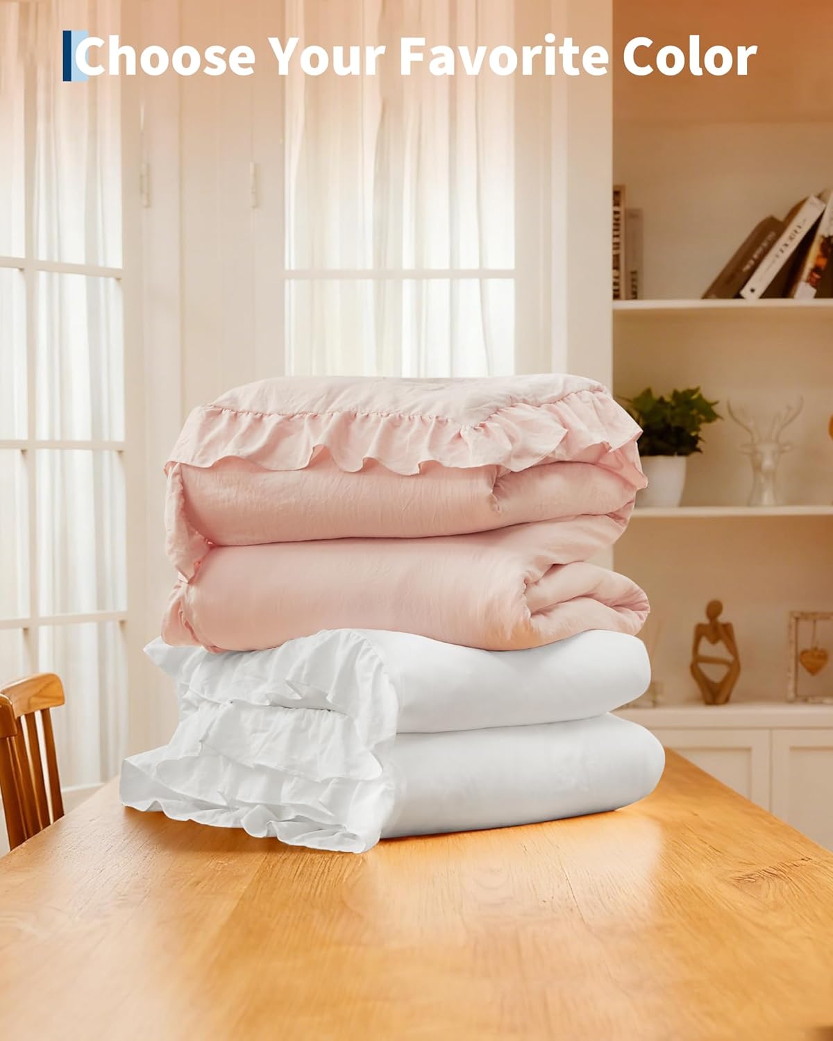King Size Heated Comforter 90x104 Inches – Wireless Electric Blanket with 6 Heat Levels & Timer, Fast Heating, Overheat Protection, Detachable White Ruffled Cover for Bedroom
