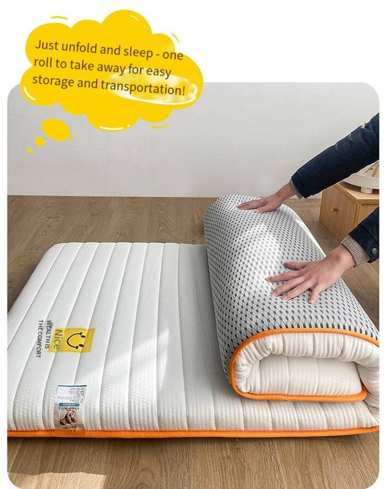 Matelas Futon Japonais, 2 Place Matelas Pliable Épais Et Portable, Lit D'appoint pour Dortoir, Camping Et Voiture,Tatami Pliable, Tapis De Couchage pour Sol, Invités, Salon