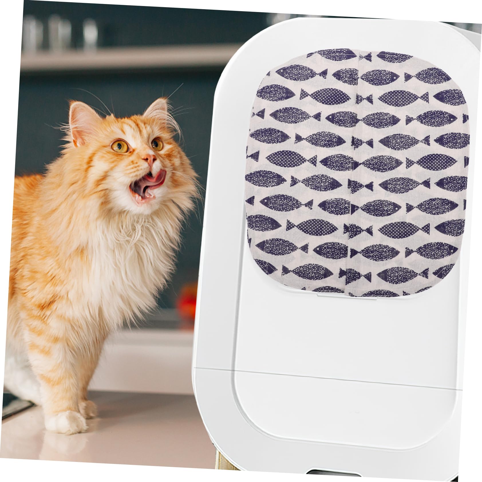 Yardwe Chat Automatique 2 Pièces Coton Lin Litière Rideaux Petit De Porte Bac à Litière De Porte