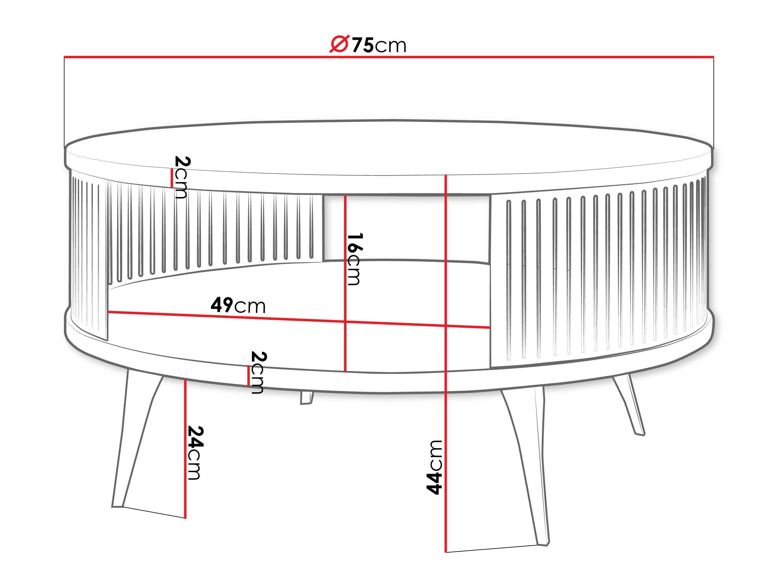 Mirjan24 Couchtisch Rajkon, runde Form (Bianco Marmor, Schwarz) | Moderner Wohnzimmertisch mit praktischer Ablage, stabilem Stahlgestell und pflegeleichter Oberfläche